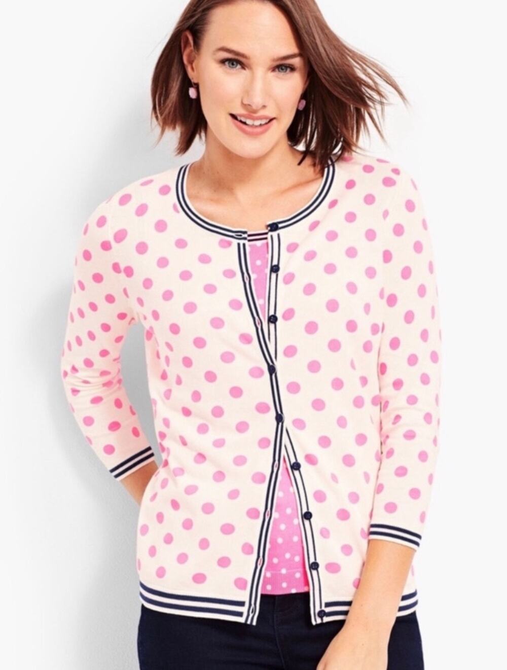 Talbot's Charming Cardigan Polka Dot Print size 2X